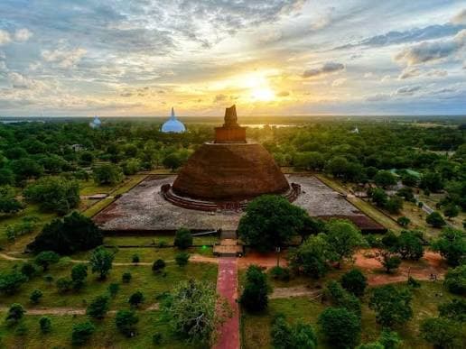 An ancient dagoba at sunset in Anuradhapura